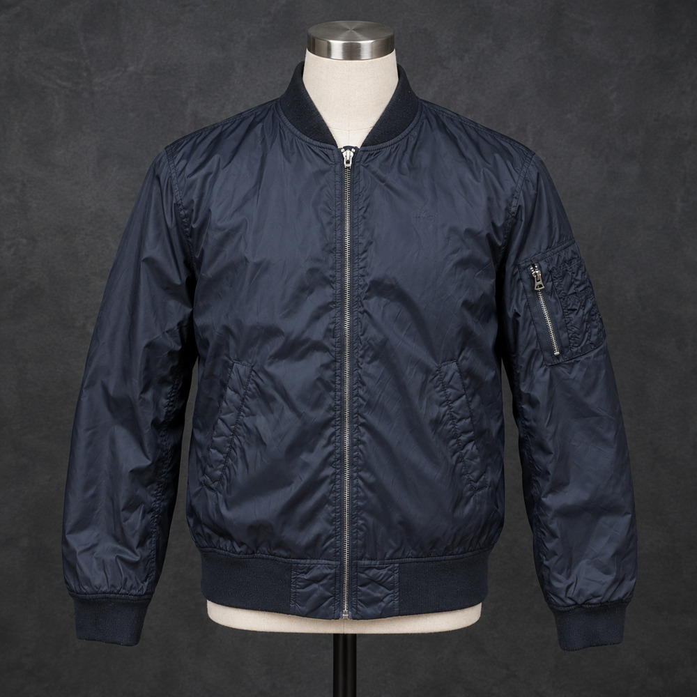 UNIQLO Mens MA-1 Bomber Flight Jacket Dark Navy Blue Full Zip Large
